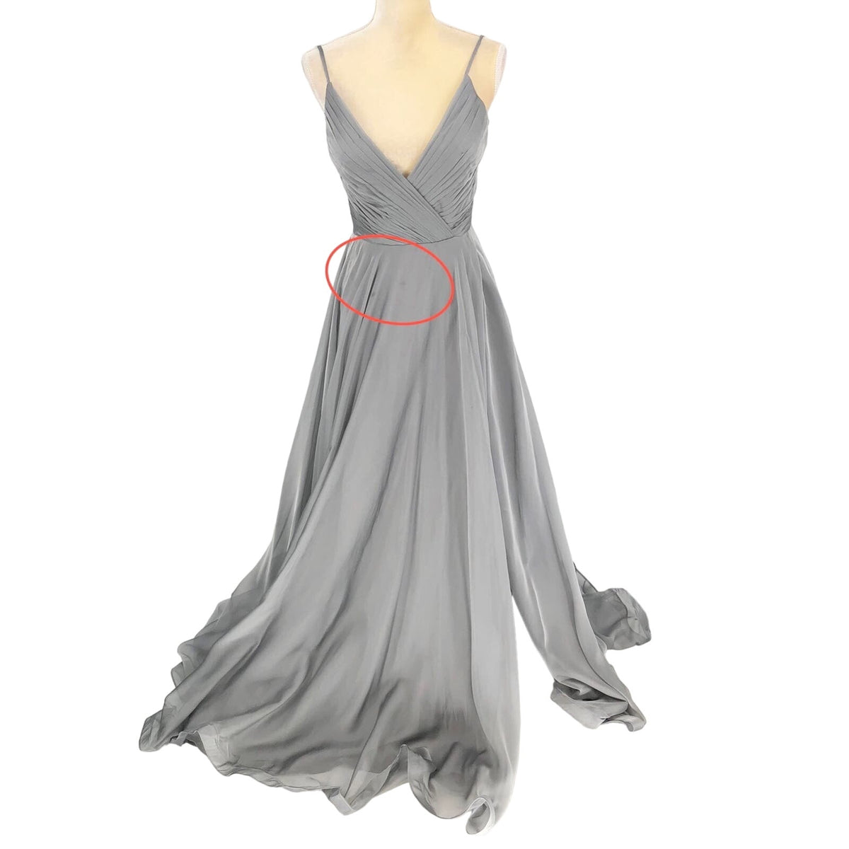 La Femme Womens Chiffon A Line Prom Dress 2 Silver Pleated Formal NWT FLAWS