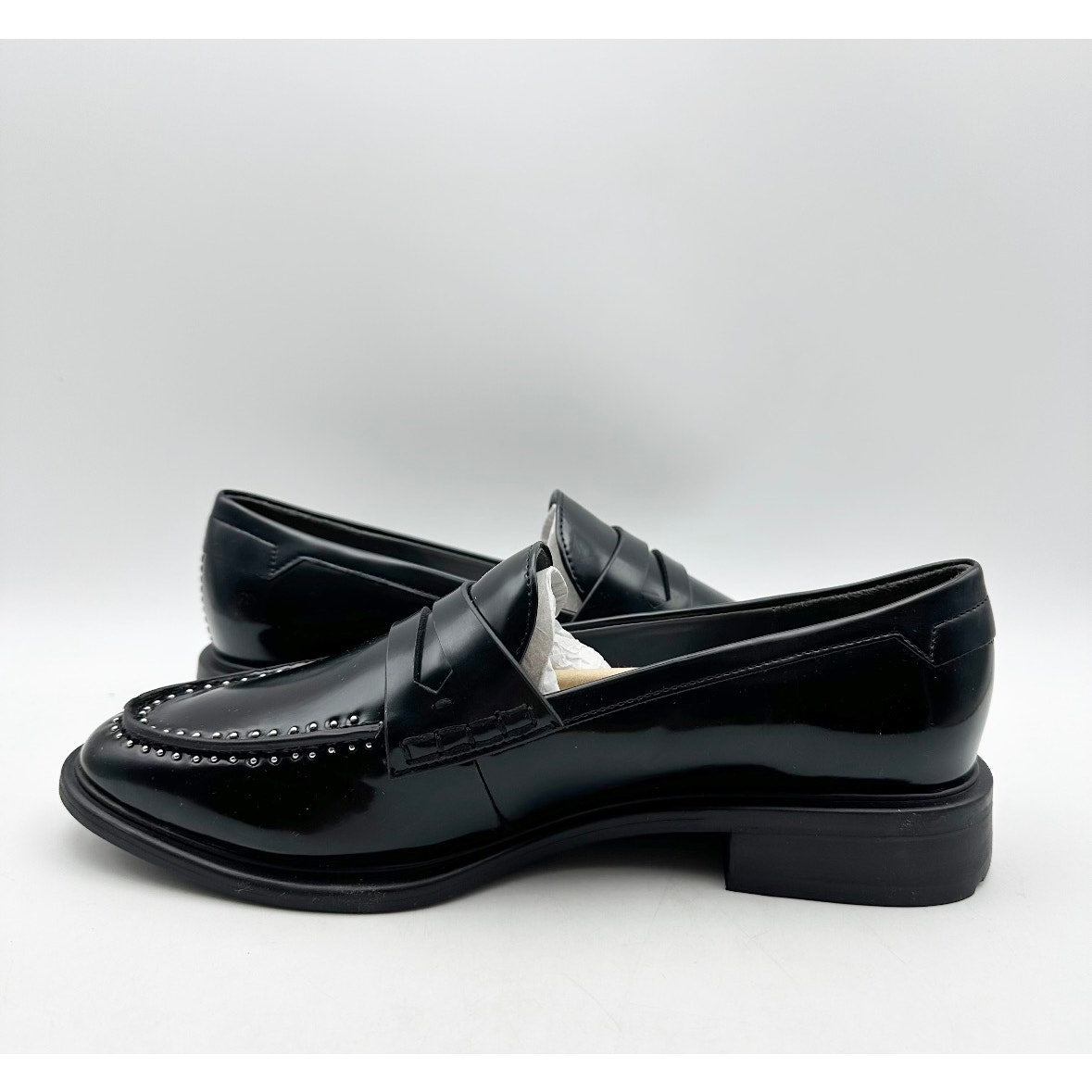 Franco Sarto Womens Eden Studded Loafers Size 8 M EU 38.5 Black Slip On NWOB