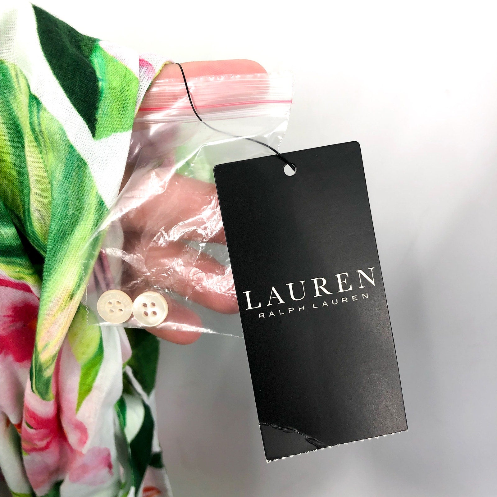 LAUREN RALPH LAUREN Tropical Floral Voile Shirtdress Large White Multi NWT
