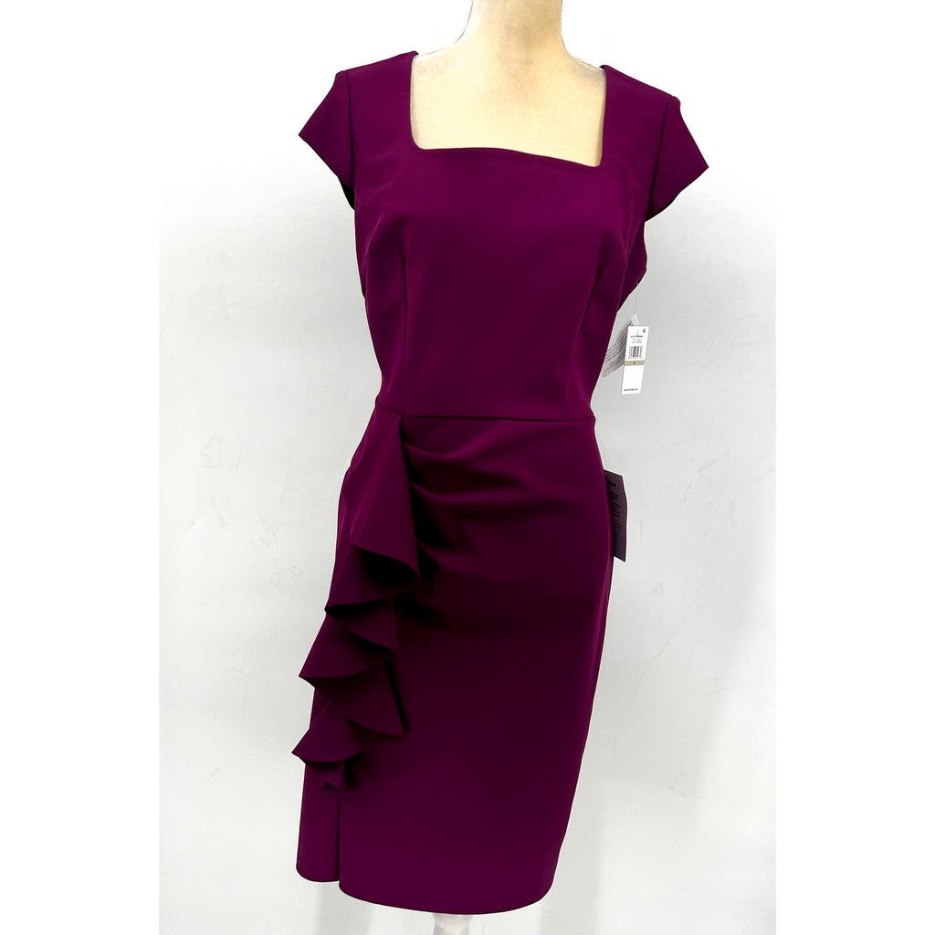 Alex Evenings Women's Short Cascade Sheath Dress Size 12 Pink Passion NWT