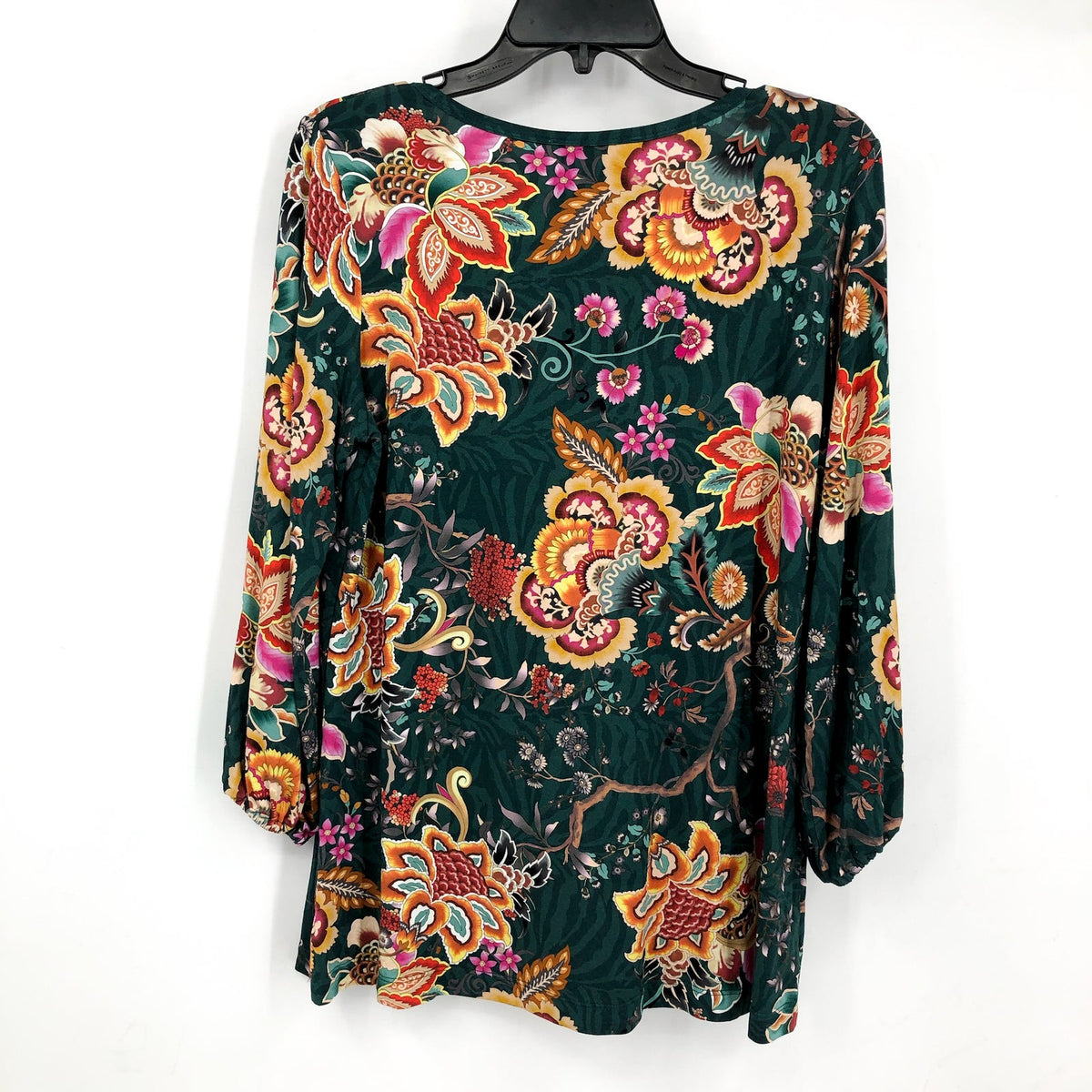 JOHNNY WAS The Janie Favorite Puff Sleeve Knit Tee Medium Green/Multi NWT