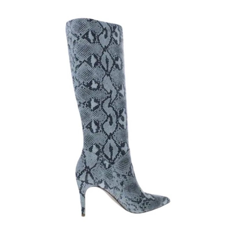 Steve Madden Womens Kinga Heeled Knee High Boots Size 10 EU 40 Blue Snake NWOB