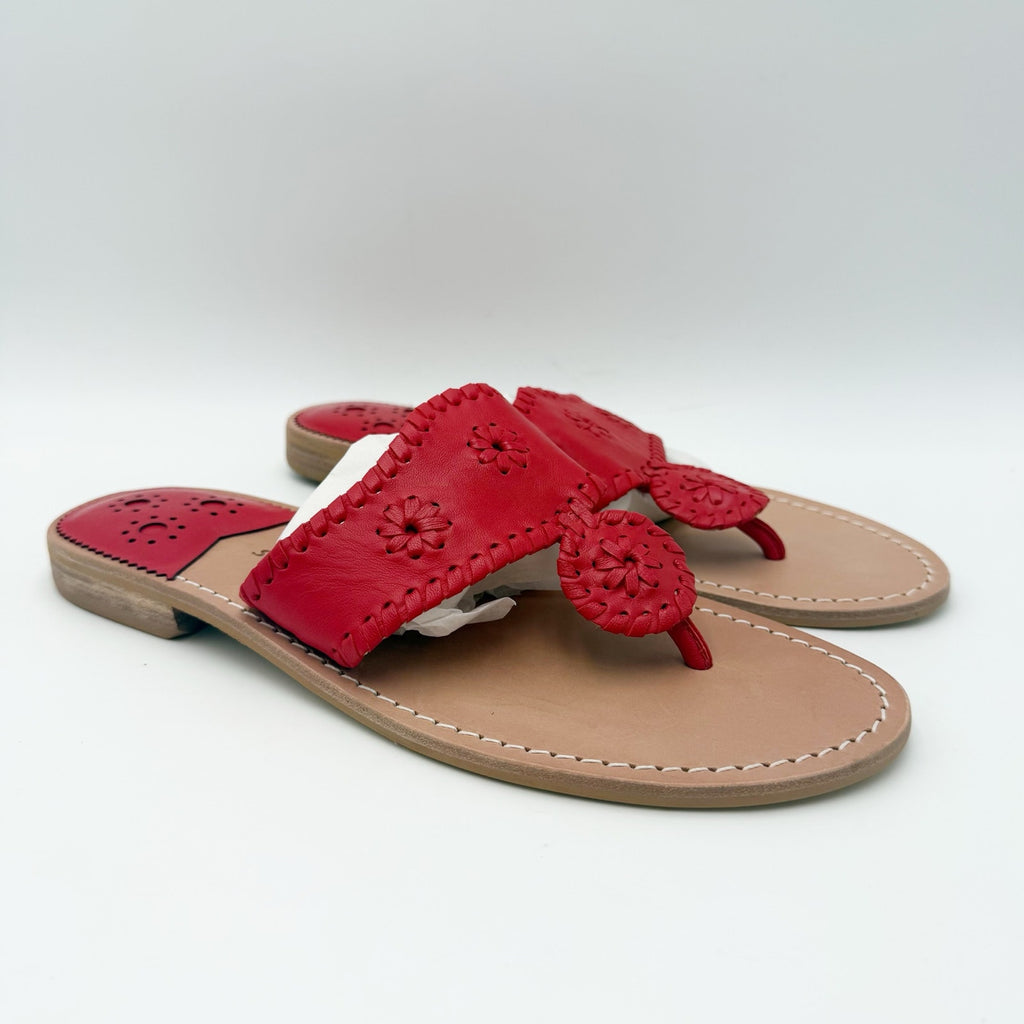 Jack Rogers Womens Jacks Flat Sandals Size 10 M Red Leather NWOB