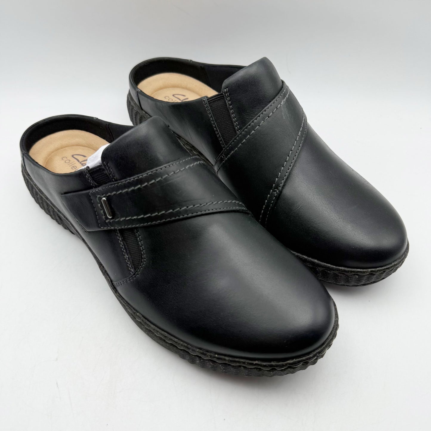 Clarks Womens Caroline Bay Clogs US 11 M EU 42.5 Black Leather SR NIB