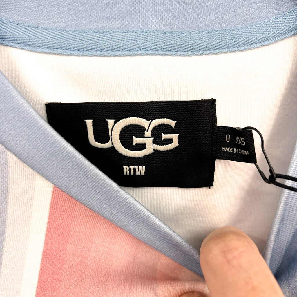 UGG UNISEX Pride Logo Equality T-shirt XXS Blue Multi Stripe Short Sleeve NWT
