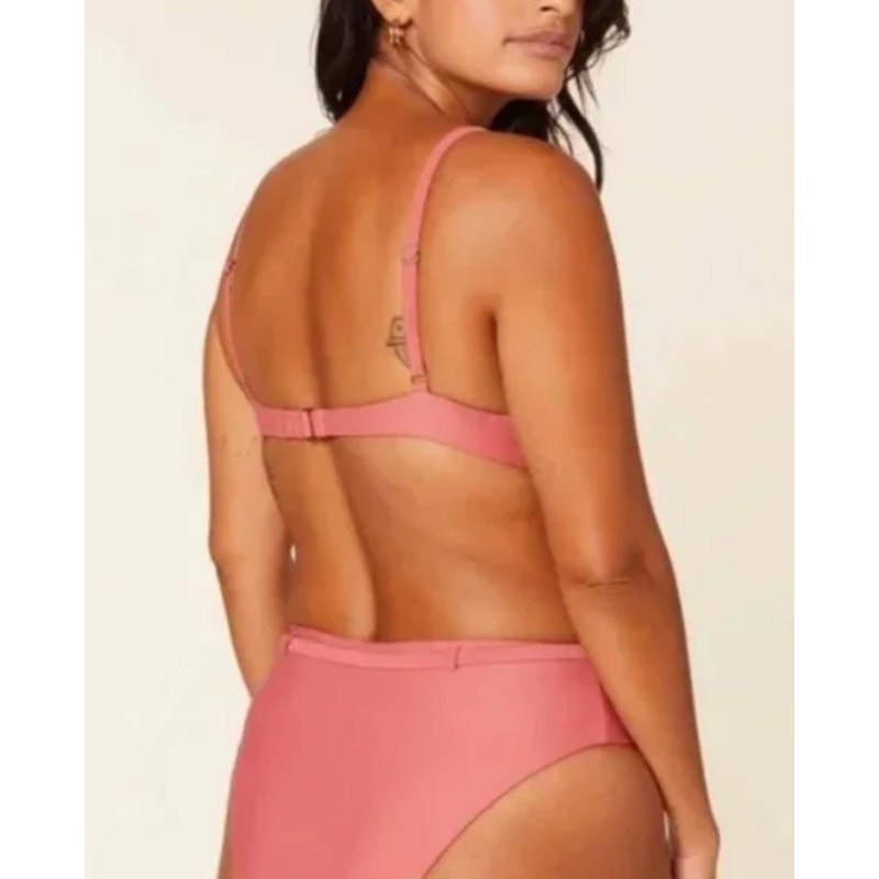 ANDIE SWIM Sicily Bikini Top Small Punch Pink Underwired Stretch Swim NWT