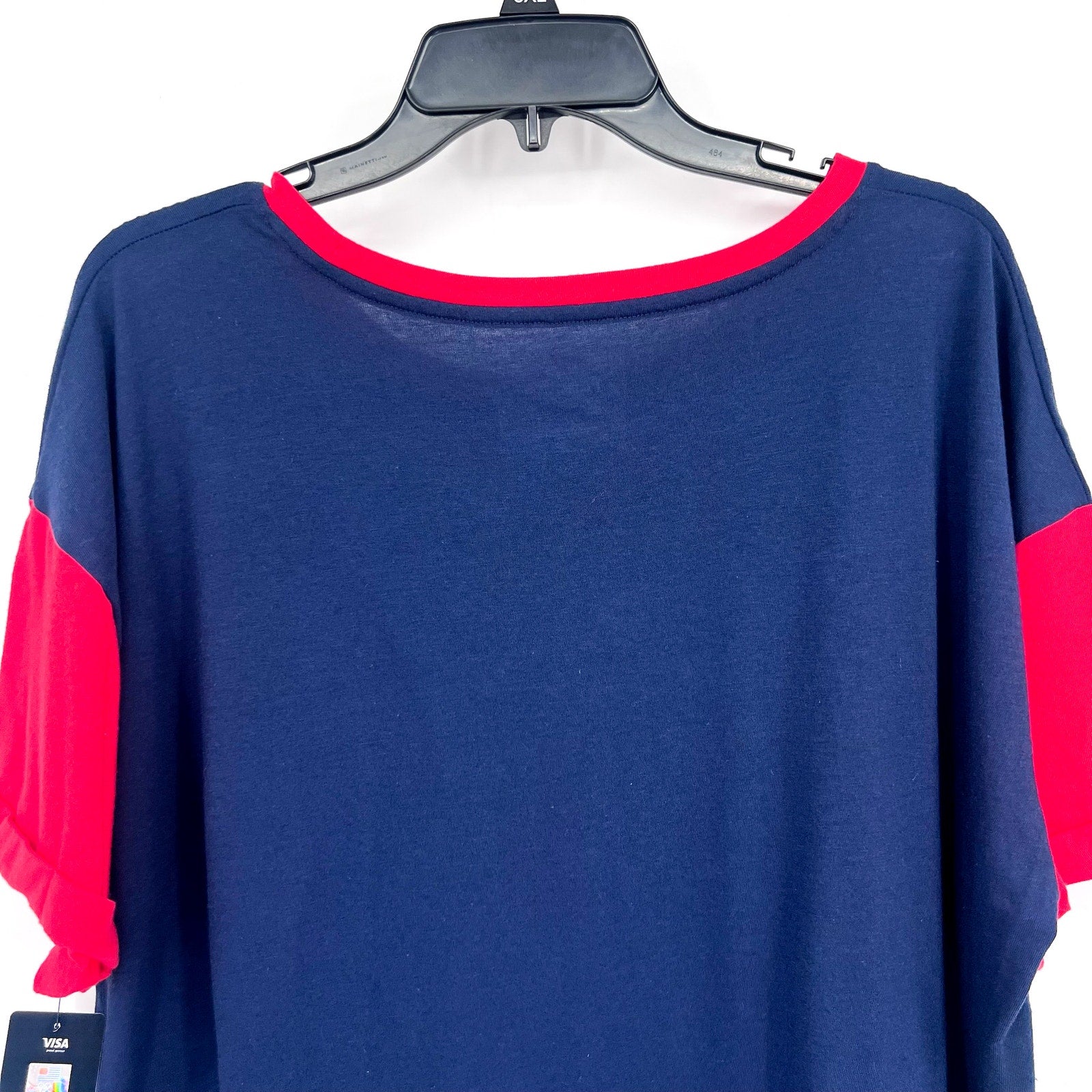 FANATICS Womens Team USA Circle Badge Cropped T-Shirt XL Navy Blue Red NWT