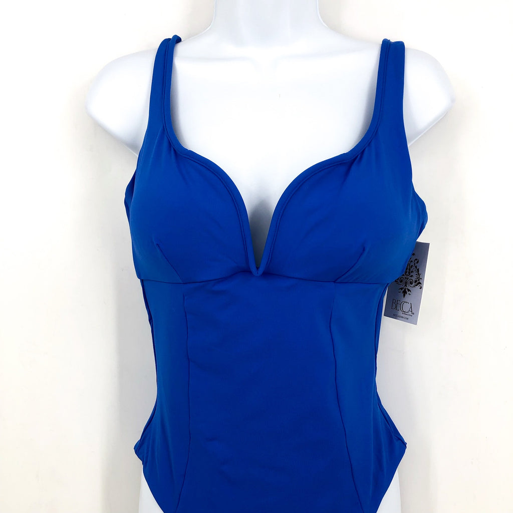 BECCA Women's Erin One Piece Swimsuit Medium Ultramarine Blue V-Wire NWT