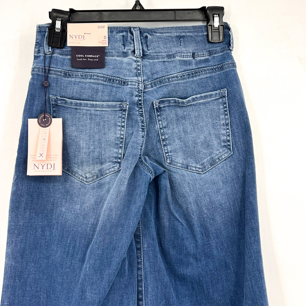 NYDJ Womens Cool Embrace Major Wide Leg Capri Jeans 00 PETITE Compass Blue NWT