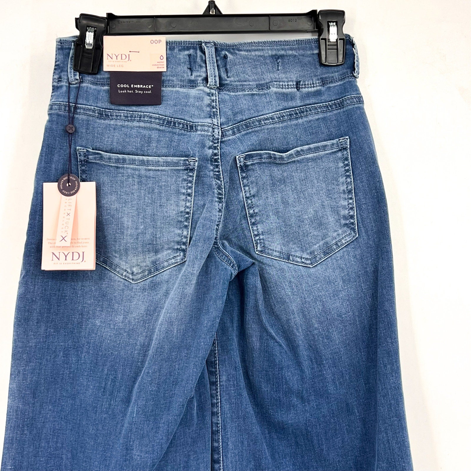 NYDJ Womens Cool Embrace Major Wide Leg Capri Jeans 00 PETITE Compass Blue NWT