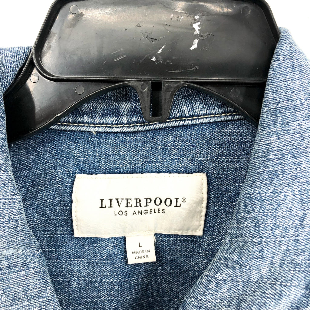 LIVERPOOL Women's Classic Trucker Jean Jacket Large Cabrillo Blue Denim NWT