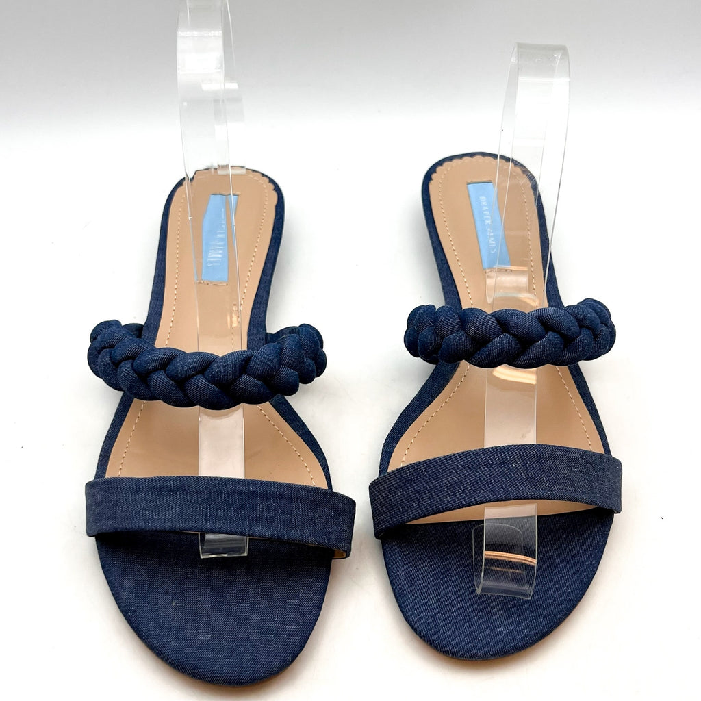 DRAPER JAMES Women's Ellie Slide Sandals Size 8.5 Dark Blue Braded Strap NWOB