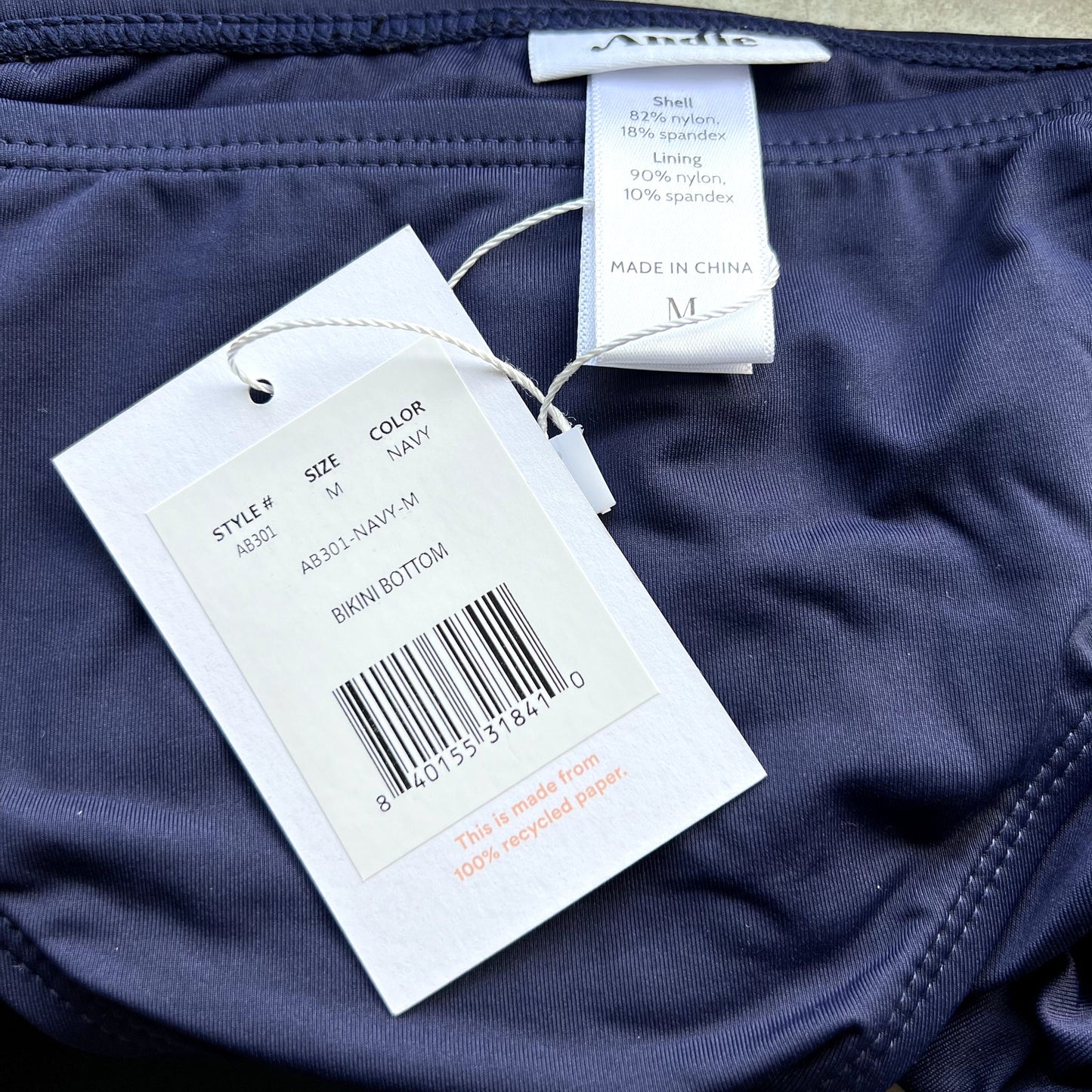 ANDIE SWIM Womens Classic Low Rise Bikini Bottom Medium Navy Blue