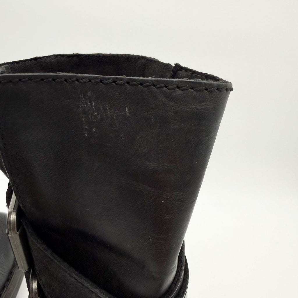 Born Womens Mayne Mid Calf Boots US 6 M EU 36.5 Black Leather Combat Buckle NIB