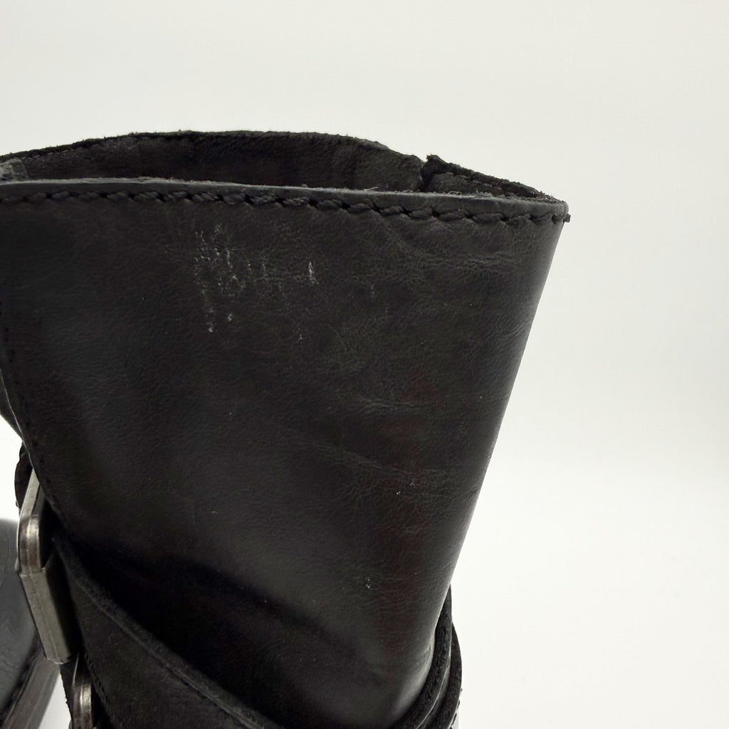 Born Womens Mayne Mid Calf Boots US 6 M EU 36.5 Black Leather Combat Buckle NIB
