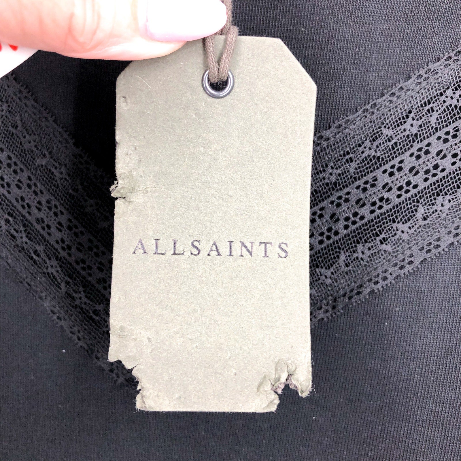 ALLSAINTS Women's Anna Lace Maxi Dress Size 8 Black Short Sleeve NWT