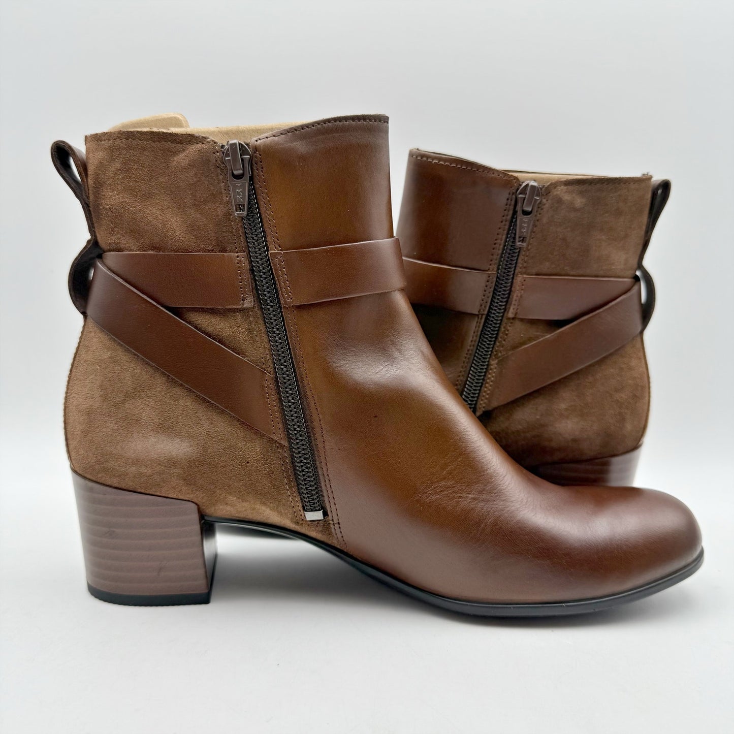 Ecco Womens Dress Classic Ankle Boots EU 40 US 9 Walnut Brown Leather 35 mm NWOB