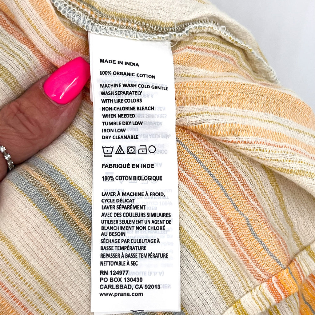 PRANA Women's California Dreaming Maxi Dress Medium Golden Hour Stripe NWT