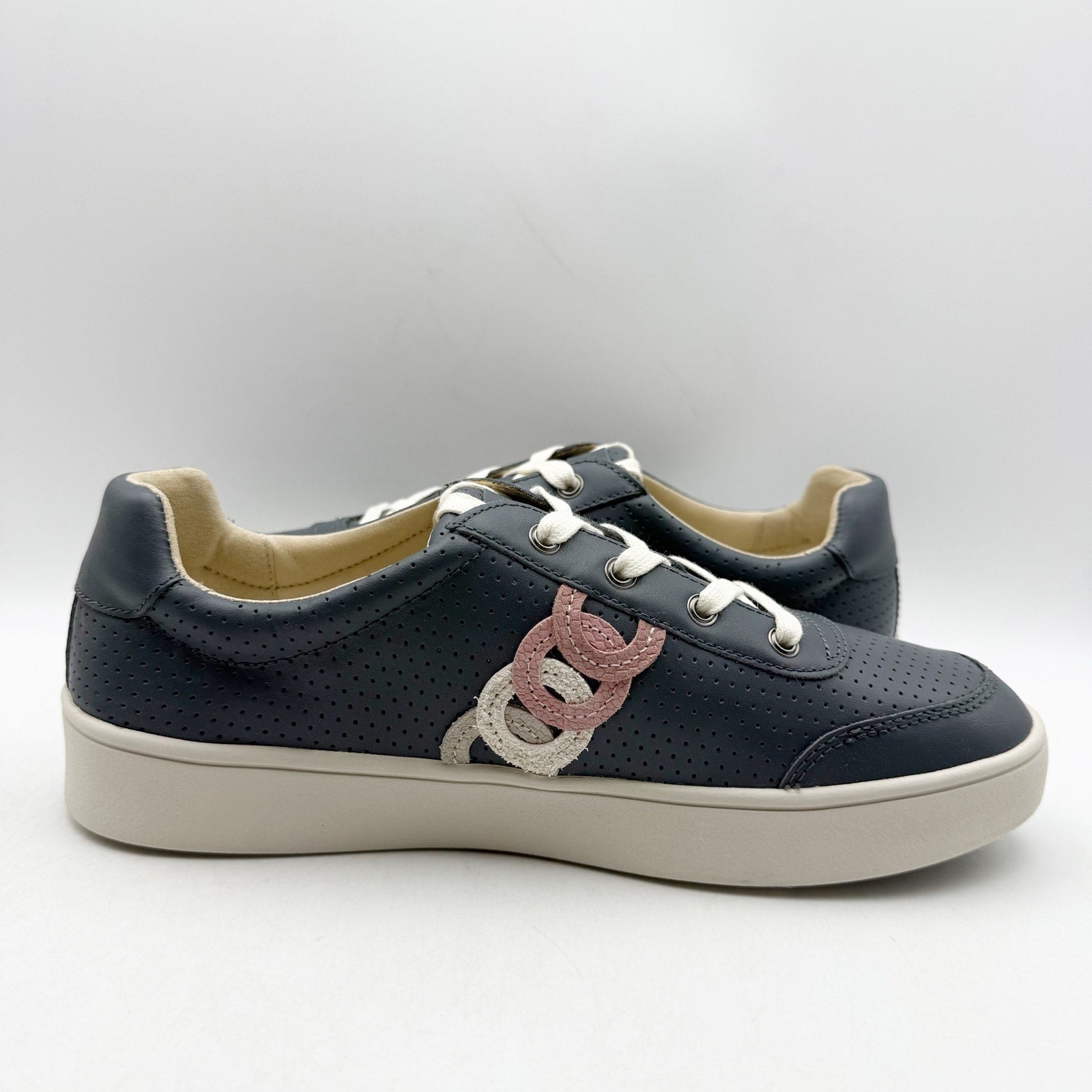 Spenco Womens Cambridge Casual Sneakers US 9 M EU 39.5 Blue Pink Leather NIB