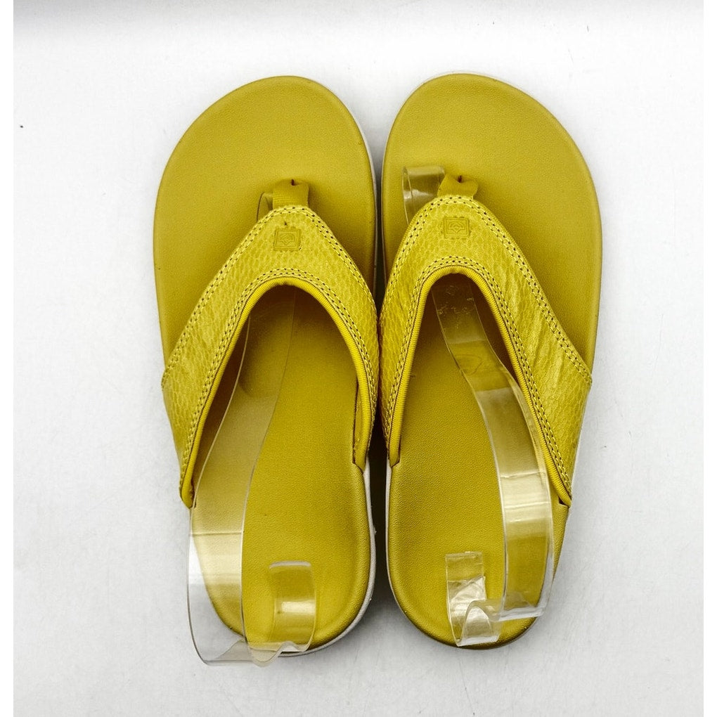 Spenco Womens Yumi Gecko Sandals US 7 WIDE Sundress Yellow Flip Flop NWOB