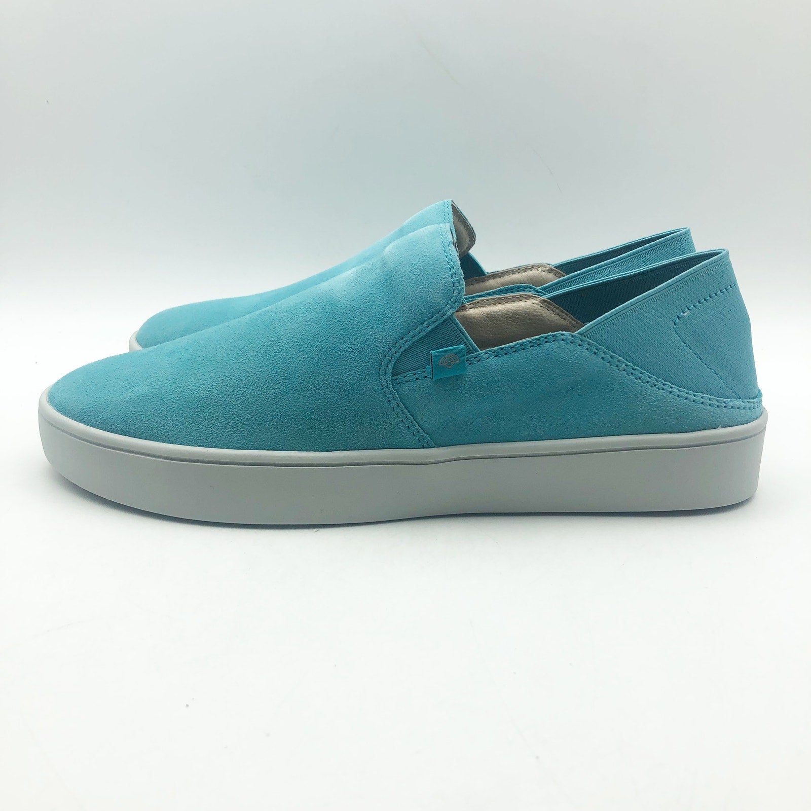Spenco Womens Saylor Slip On Sneakers Size 7 Aqua Sea Blue Leather APMA NIB