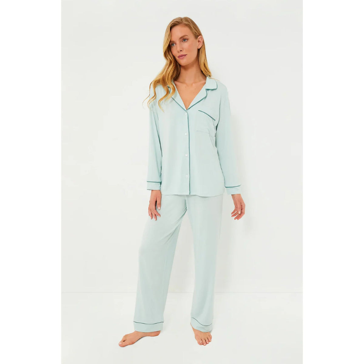 EBERJEY Women's Gisele PJ Set Small Mint Green Surf Spray Agave Modal NWT