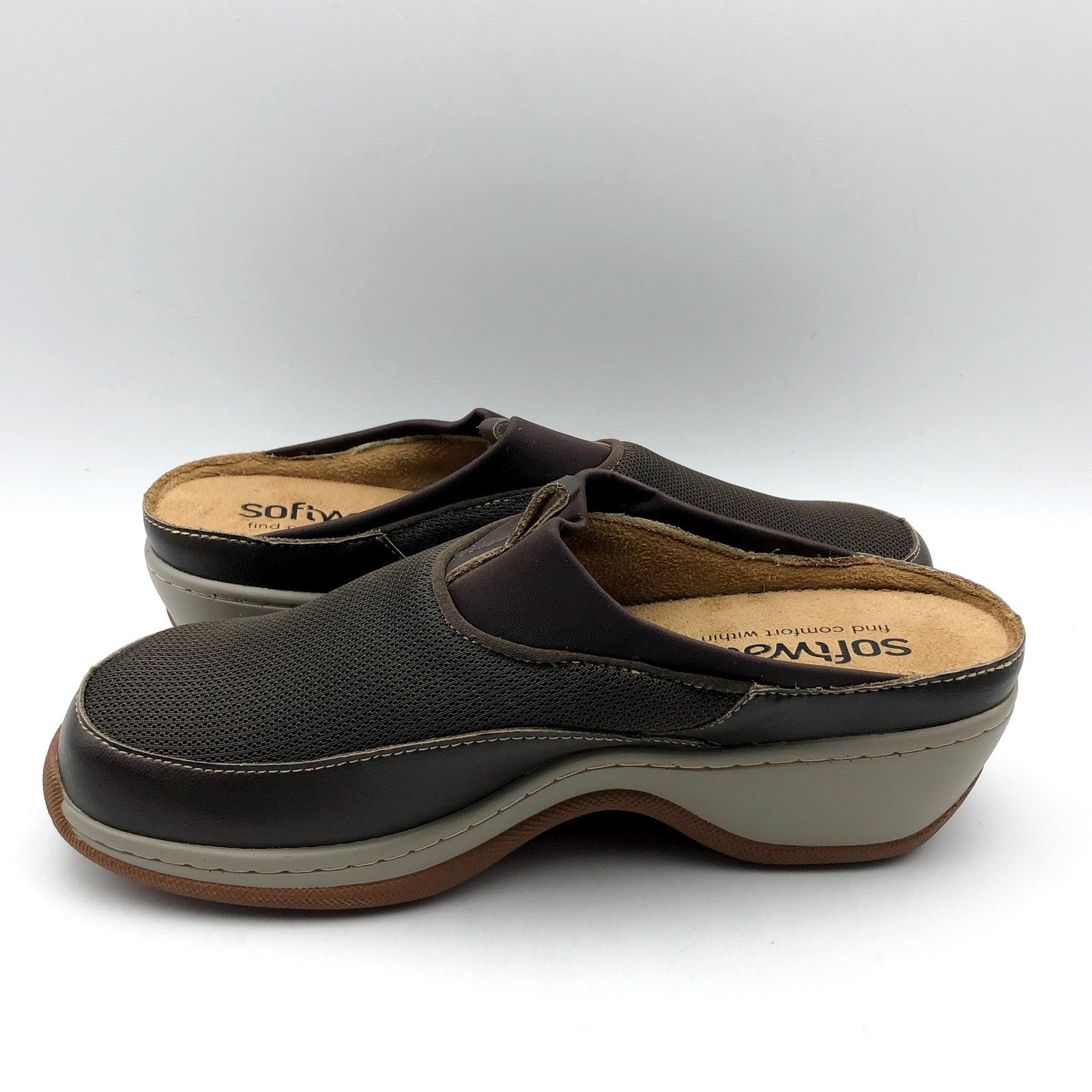 Softwalk Womens Aberdeen Mule Clogs SIZE 7 M EU 37 Dark Brown Leather NIB