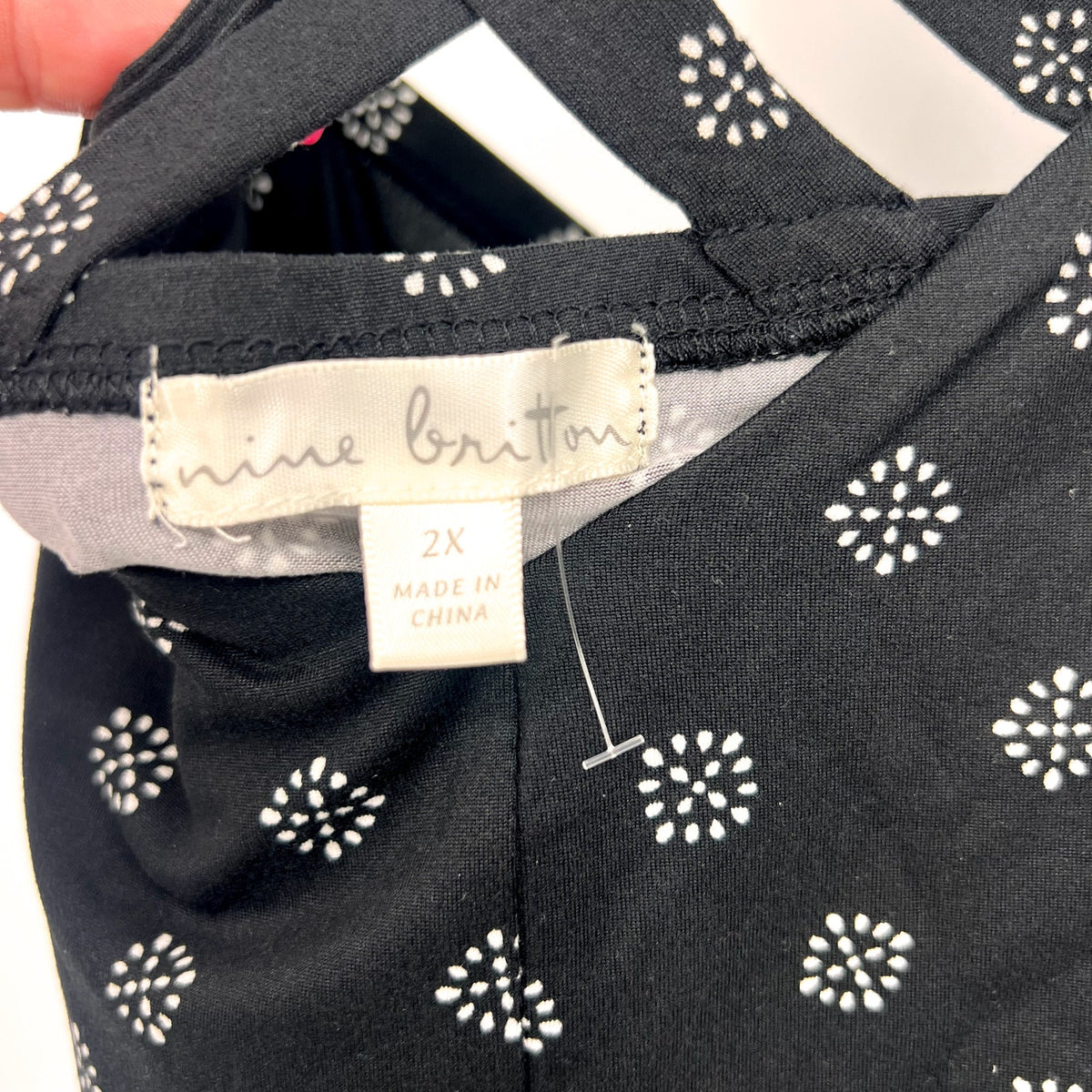 NINE BRITTON Women's Lizzy Brushed Knit Dress 2X Black White Print STITCHFIX NWT