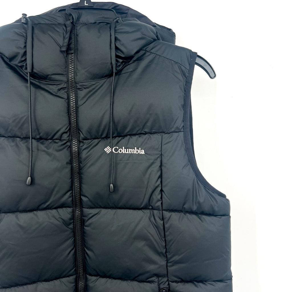 COLUMBIA Women's Pike Lake II Insulated Vest Small Black Full Zip Hooded NWT