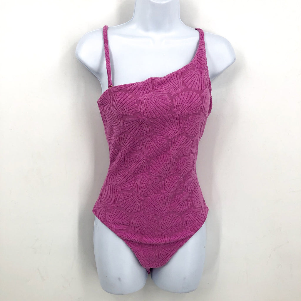 BEACH RIOT Women's Athena One Piece Swimsuit Small Shell Pink One Shoulder NWT