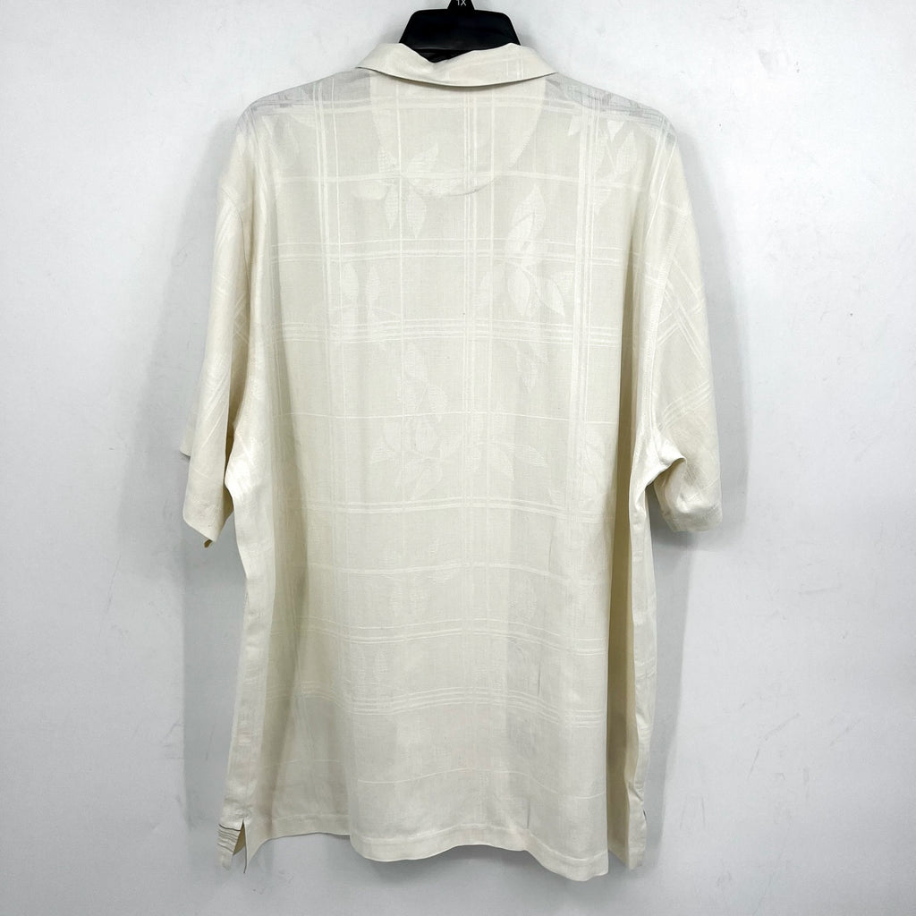 TOMMY BAHAMA Men's Pina Palms Embroidered Shirt XL Cream Continental Silk NWT
