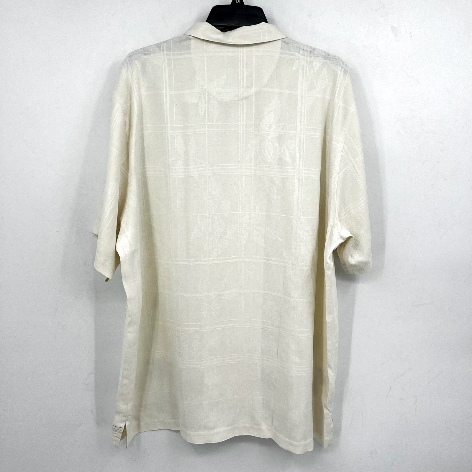 TOMMY BAHAMA Men's Pina Palms Embroidered Shirt XL Cream Continental Silk NWT