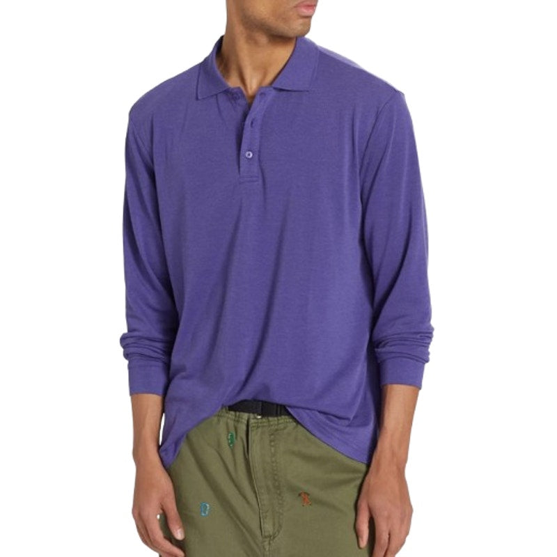OUTDOOR VOICES Men's Birdie Long Sleeve Polo Shirt XXS Purple DriRELEASE NWT