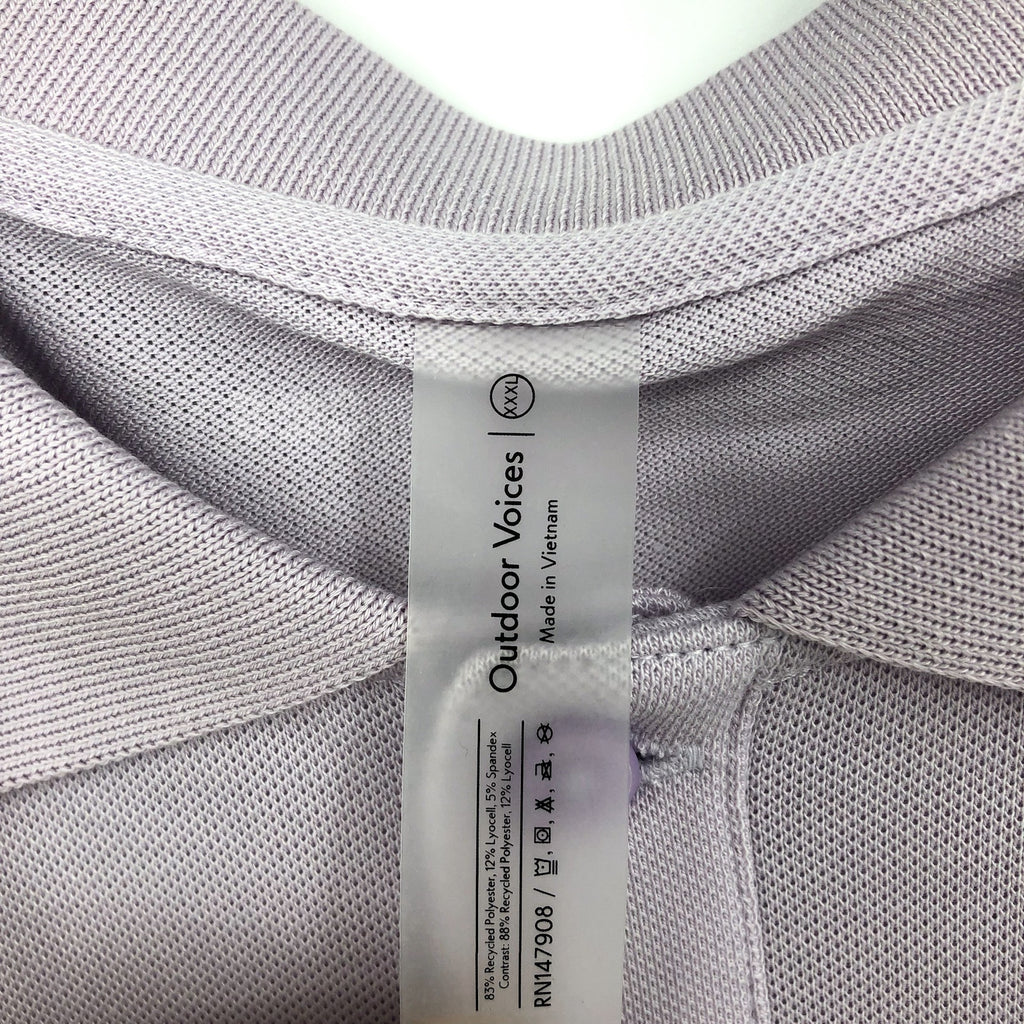 OUTDOOR VOICES Mens Birdie Polo Shirt 3XL Light Purple Lavender Short Sleeve NWT