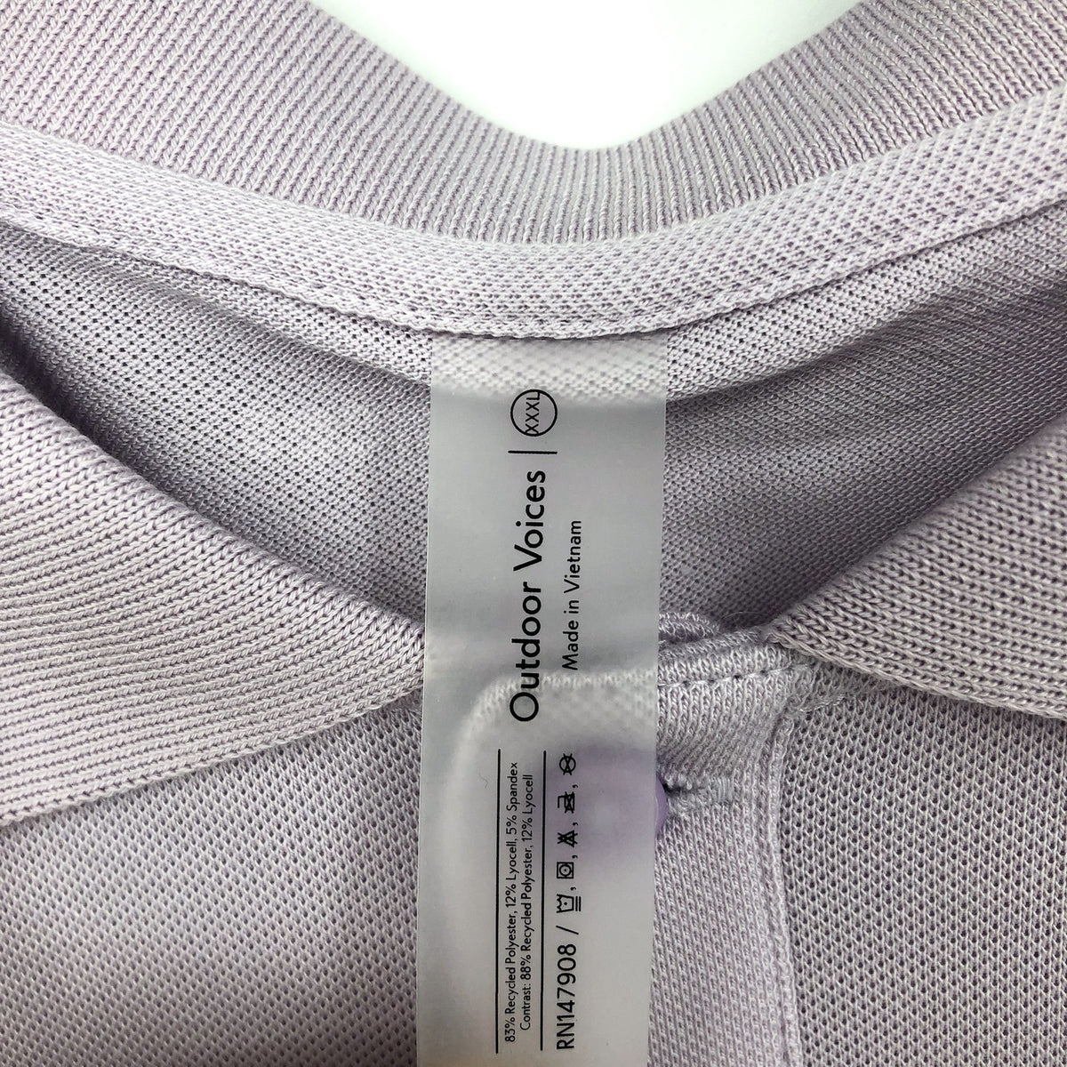 OUTDOOR VOICES Mens Birdie Polo Shirt 3XL Light Purple Lavender Short Sleeve NWT