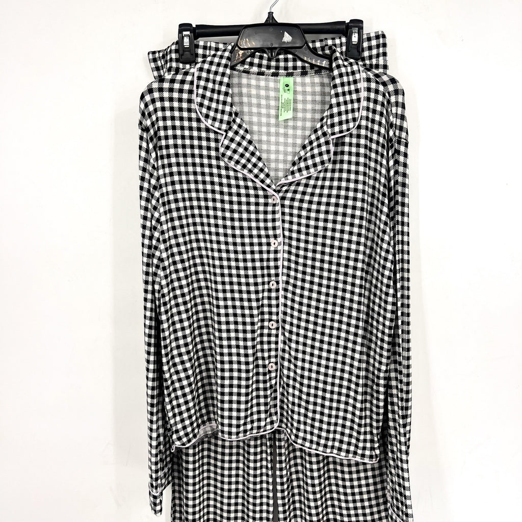 HONEYDEW Womens All American Long Sleeve Top Pants Pajamas Large Black White NWT