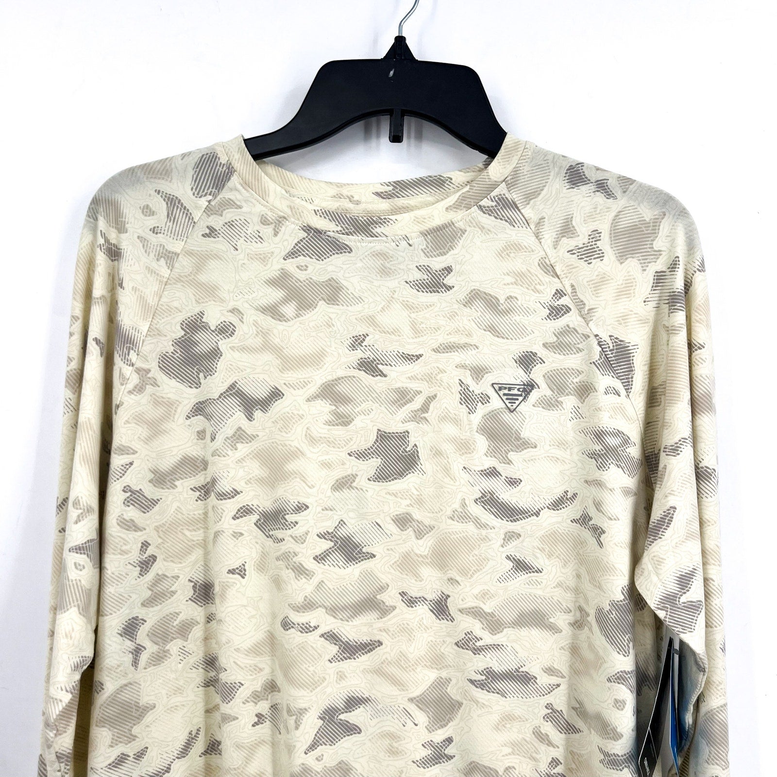 COLUMBIA Womens PFG Uncharted Knit Long Sleeve Shirt XL Stone Grey Cream NWT