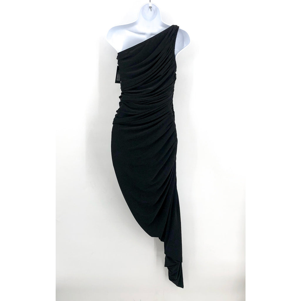 NORMA KAMALI Women's Diana Gown Small 36 Black One Shoulder Asymmetric NWT