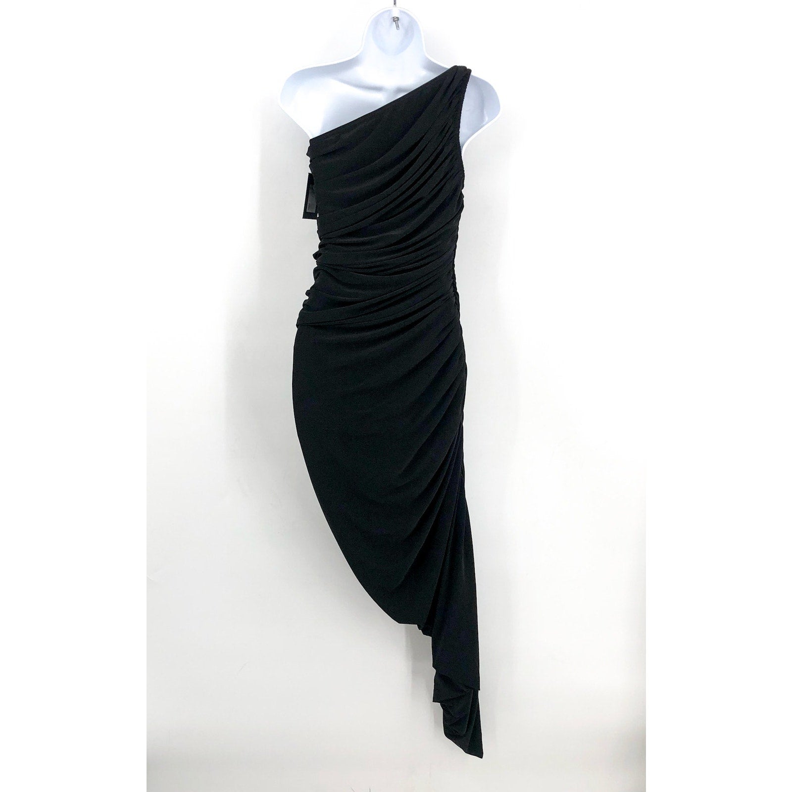 NORMA KAMALI Women's Diana Gown Small 36 Black One Shoulder Asymmetric NWT