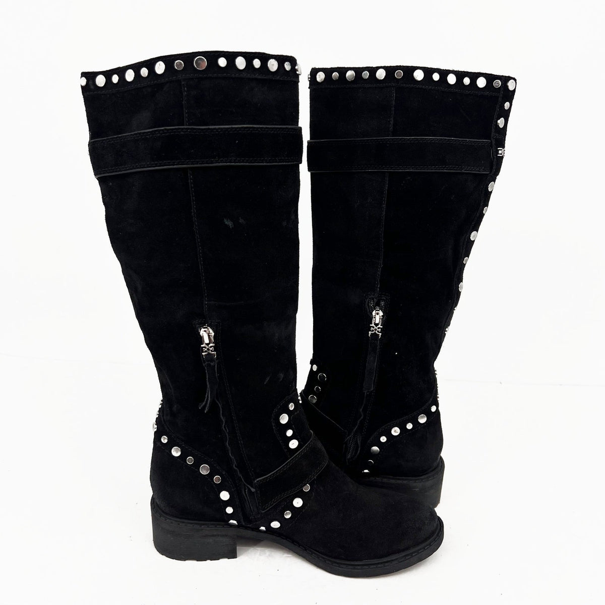 Sam Edelman Womens Deryn Studded Knee High Boots Size 7 EU 37 Black Suede NWOB