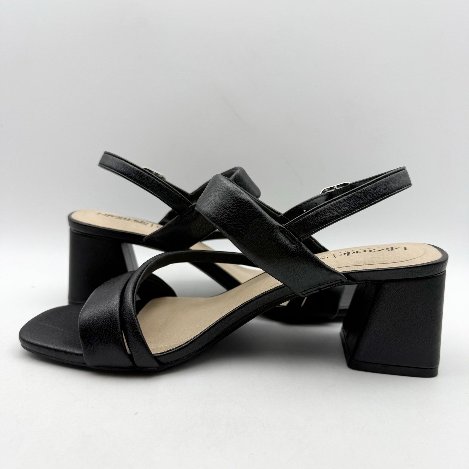 LifeStride Womens Celia Slingback Heeled Sandals US 8.5 Wide Black NWOB