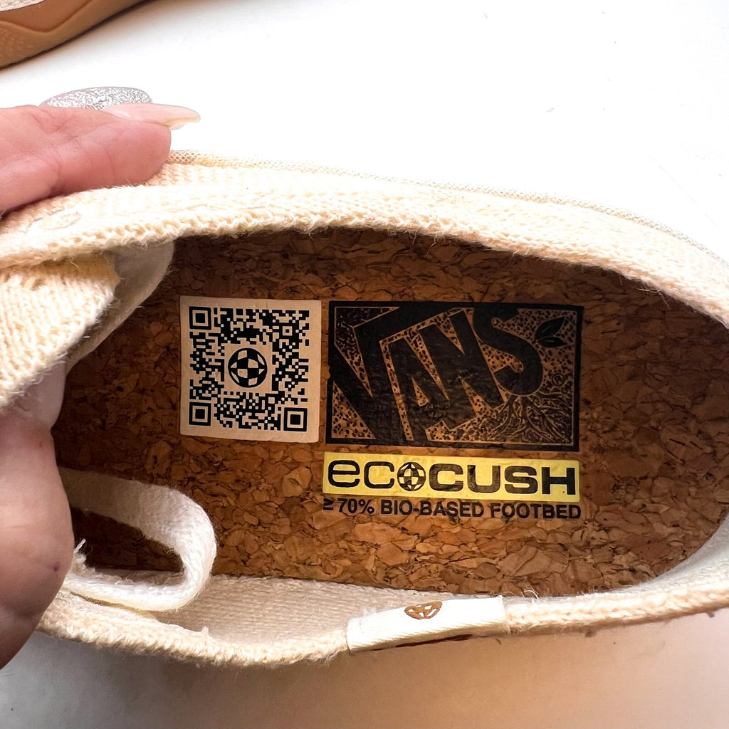 VANS Womens Circle Vee Casual Sneakers Size 5 Natural Tan Gum NWOB
