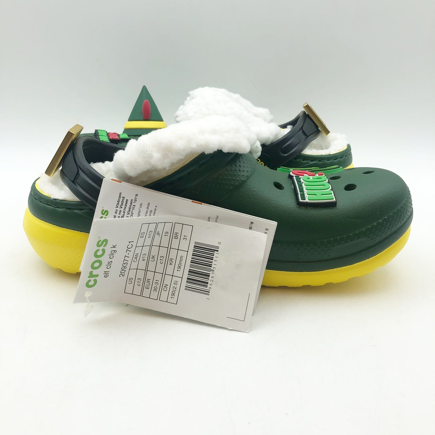 Crocs Unisex Kids Elf Classic Clogs Size 13 Festive Green NWT