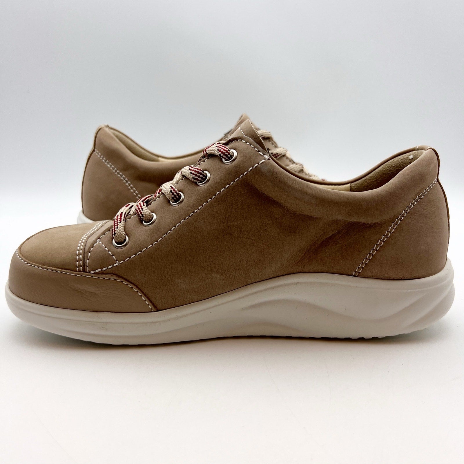 Finn Comfort Womens Ikebukuro Darkbrown Grass Sneakers US Size 7 Tan Leather NIB