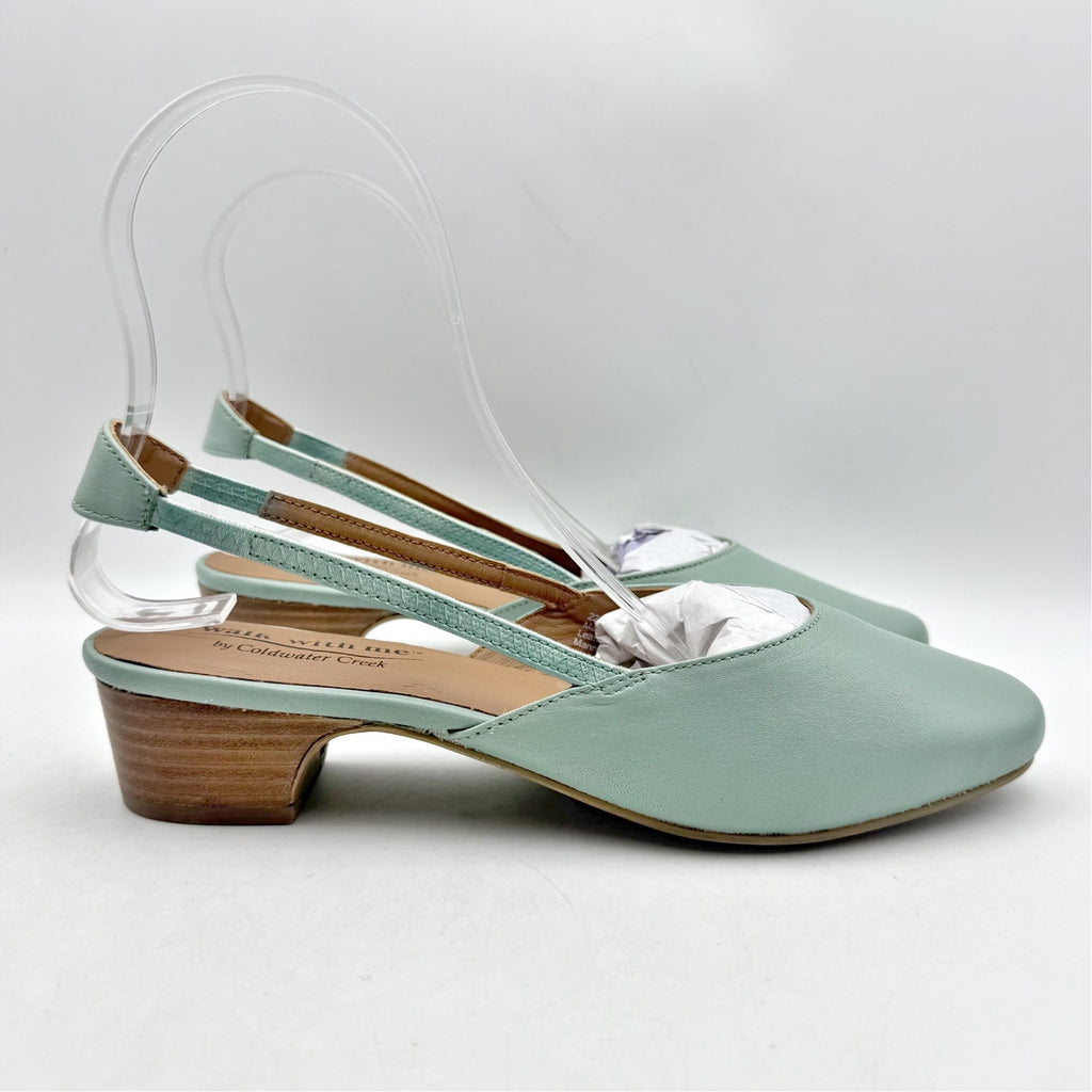 Coldwater Creek Womens Josie 2 Slingback Heels Size Size 9 Sea Green Leather NIB