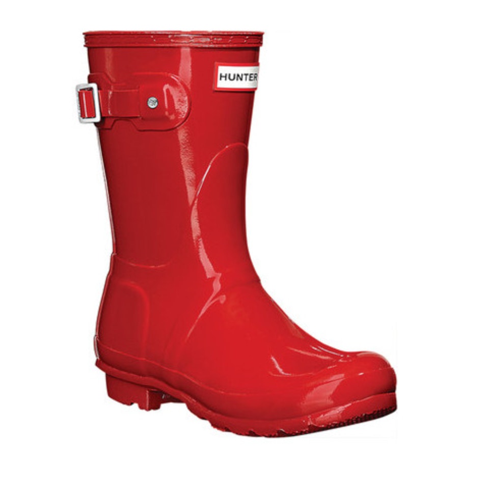 Hunter Womens Original Short Gloss Boots US Size 6 EU 37 Military Red NIB
