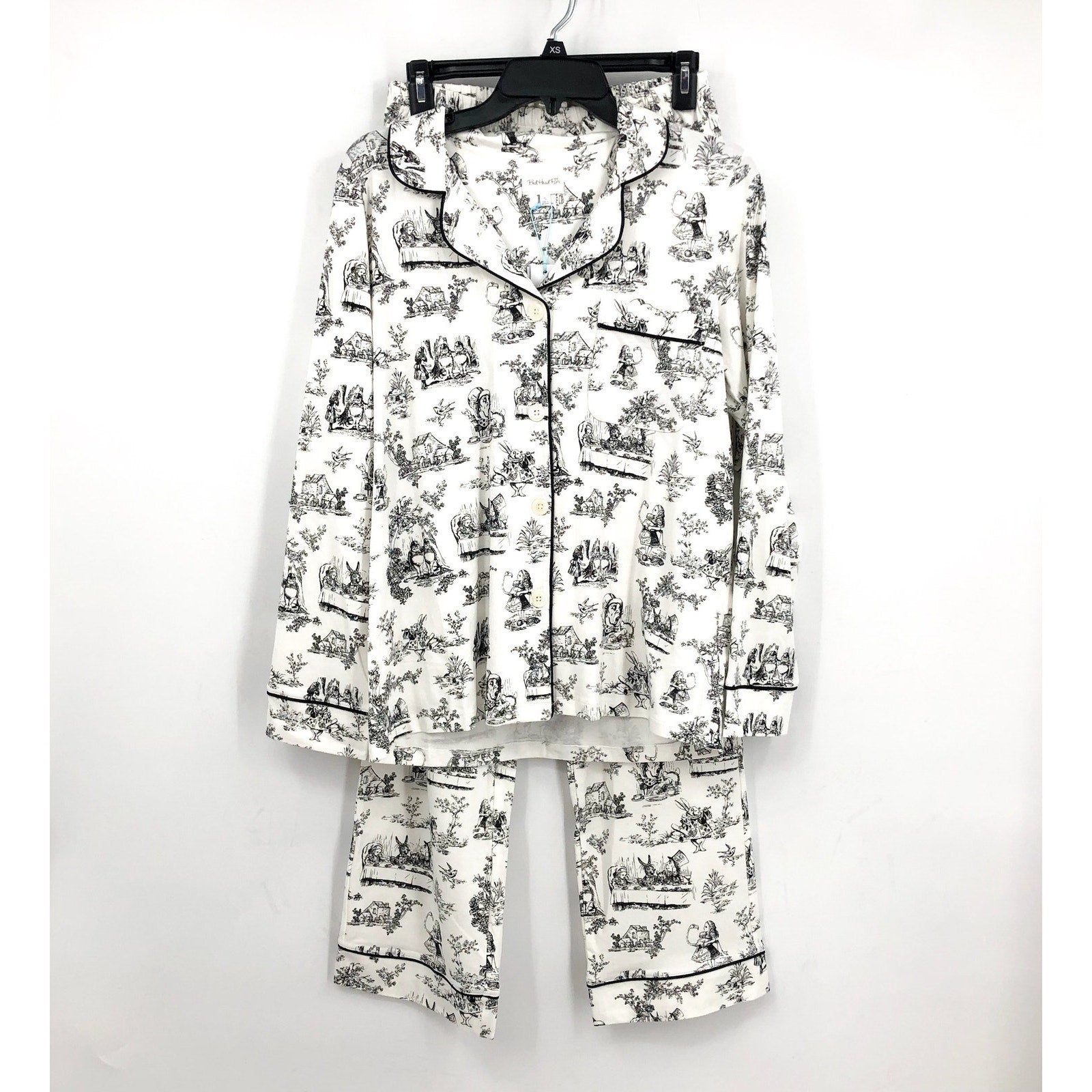 BEDHEAD PJs Womens Alice In Wonderland Pajama Set Small White Long Sleeve NWT