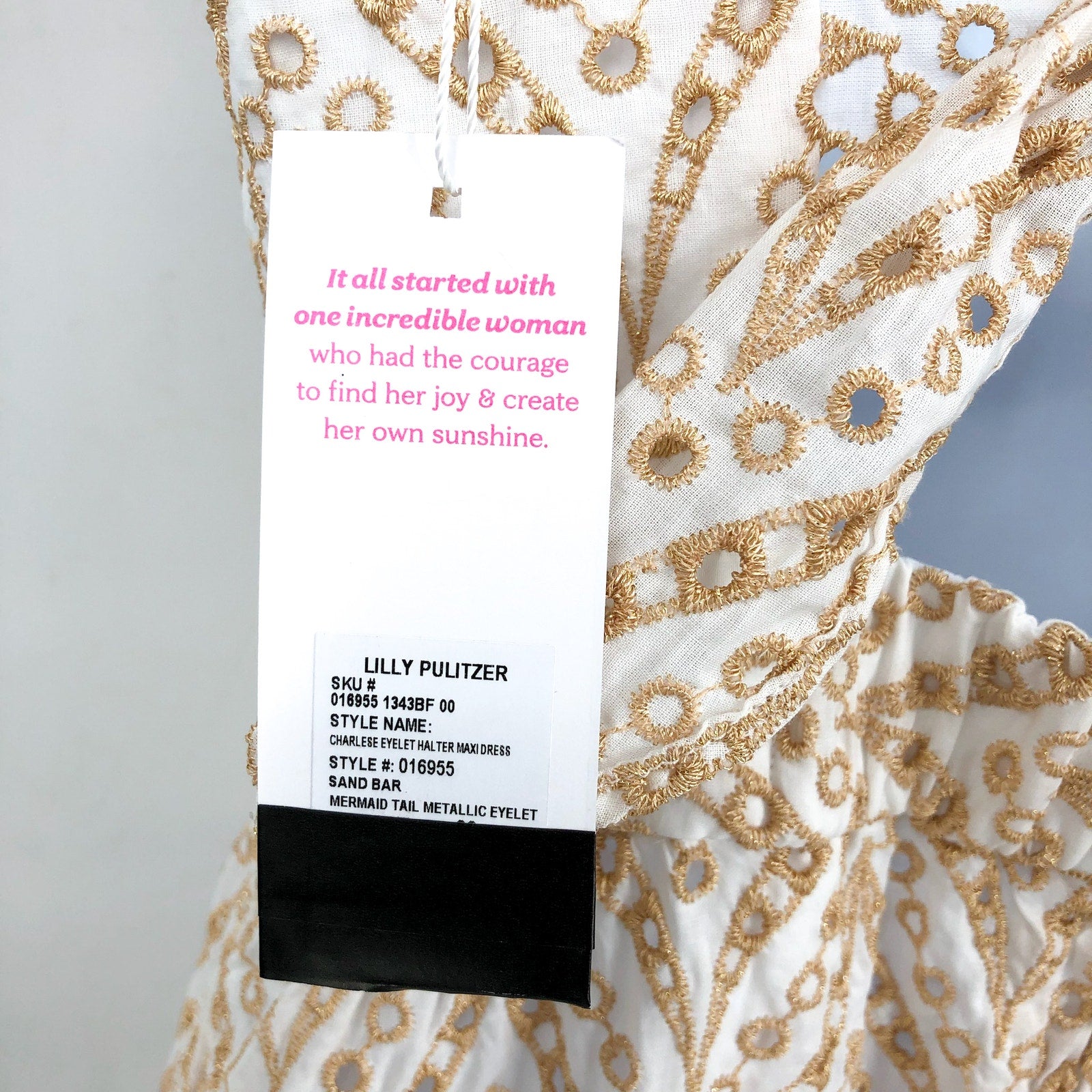 LILLY PULITZER Charlese Eyelet Halter Maxi Dress Sz 00 Tan White Sand Bar NWT
