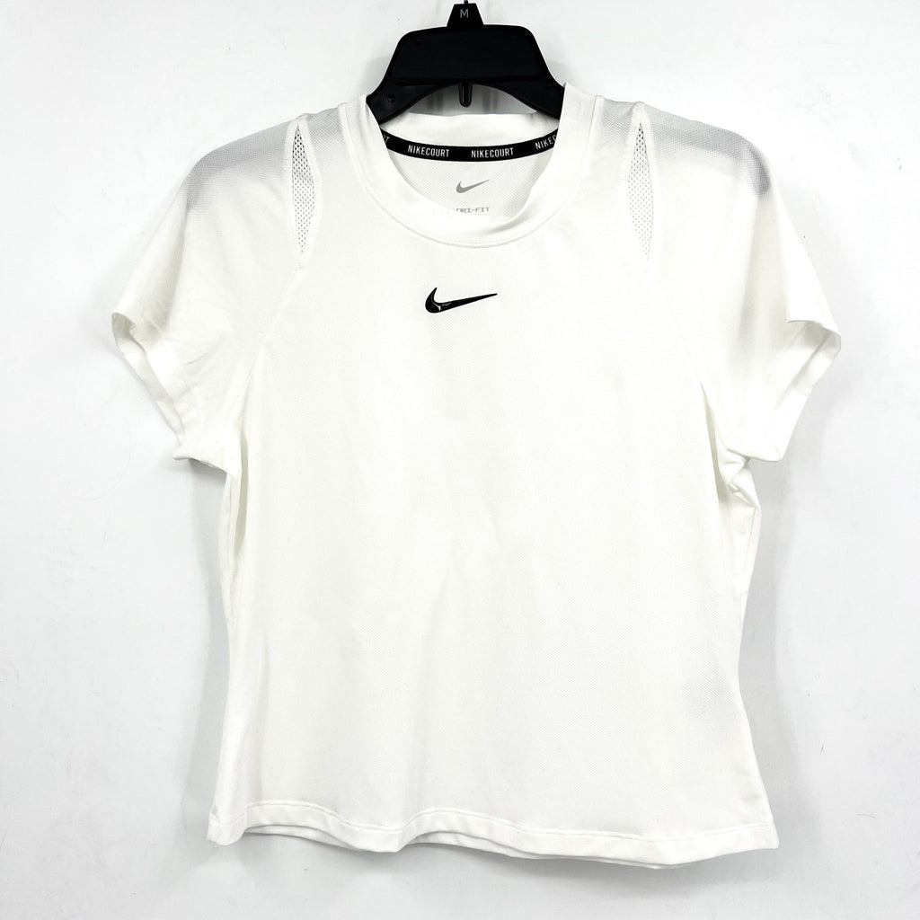 NIKE Womens Court Advantage Tennis T-Shirt Large White Short Sleeve Dri-Fit NWOT