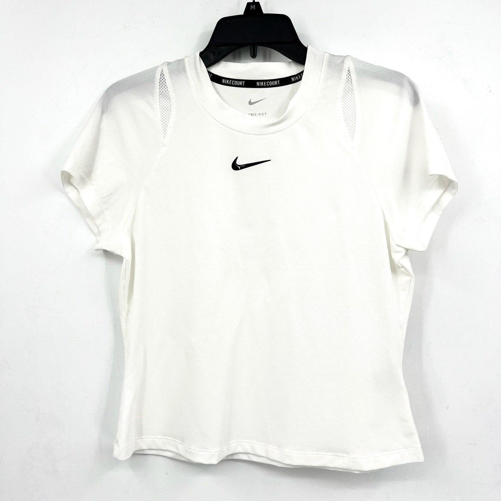 NIKE Womens Court Advantage Tennis T-Shirt Large White Short Sleeve Dri-Fit NWOT